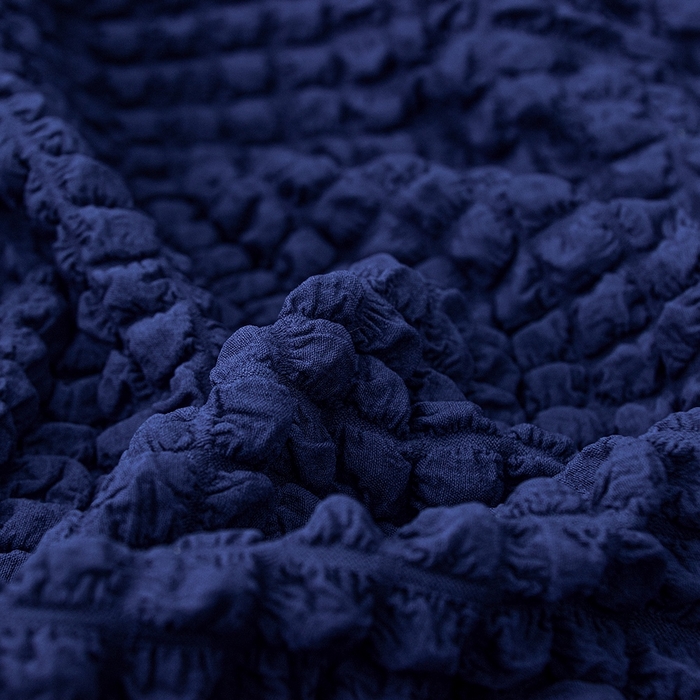 91家纺网 家纺一手货源 找家纺 布兰鸟【沙发套】 2025新款泡泡沙发套【英文裙摆款】三人沙发风格 单色希腊蓝