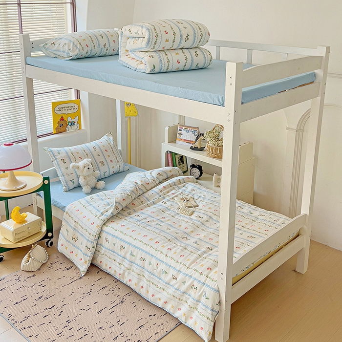 91家纺网 家纺一手货源 找家纺 （总）海岛哥哥 2025新款云朵水洗棉学生床宿舍上下铺三件套