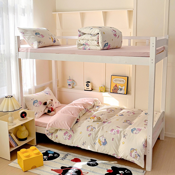 91家纺网 家纺一手货源 找家纺 （总）海岛哥哥 2025新款云朵水洗棉学生床宿舍上下铺三件套