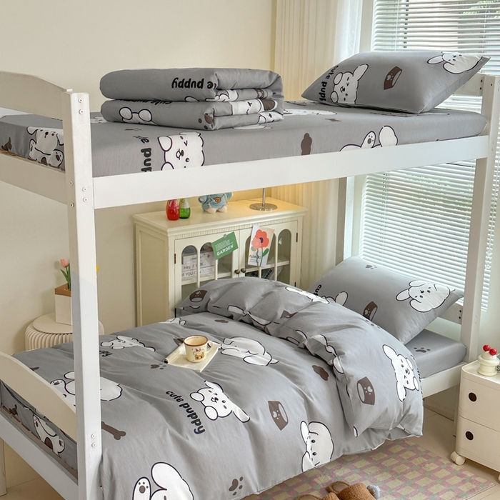 寐眠 2025新款全棉纯棉印花学生三件套上下铺三件套 软萌奶狗