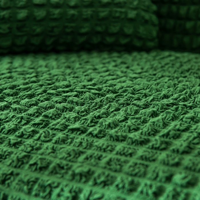 91家纺网 家纺一手货源 找家纺 布兰鸟【沙发套】 2025新款泡泡沙发套【英文裙摆款】三人沙发风格 豆沙绿