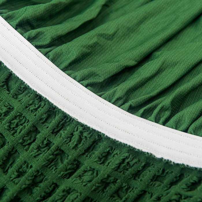 91家纺网 家纺一手货源 找家纺 布兰鸟【沙发套】 2025新款泡泡沙发套【英文裙摆款】三人沙发风格 豆沙绿