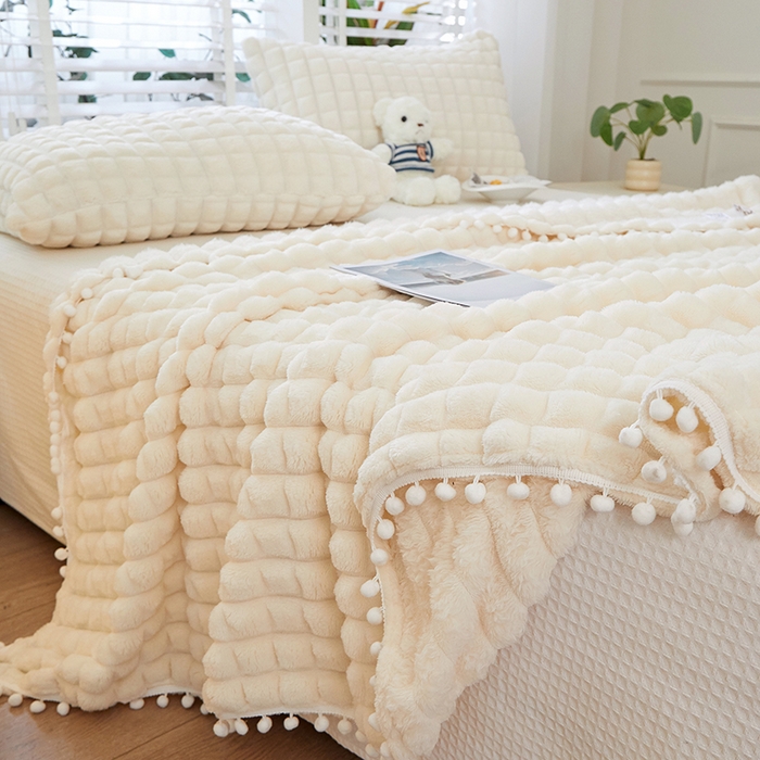 楼兰公主2025新款云感梦境毛球毯  云朵白