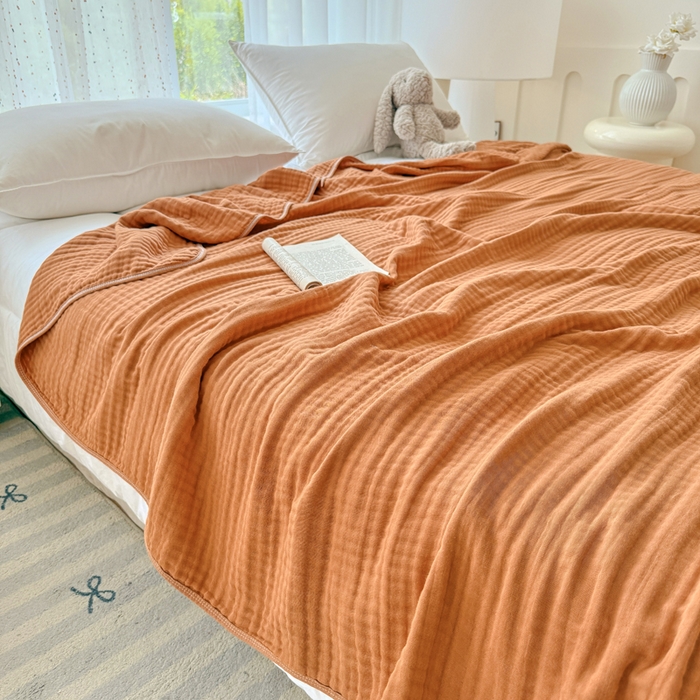 91家纺网 家纺一手货源 找家纺 （总）棠薇家纺 2025新款A类日韩无印风泡泡纱六层素色纯色盖毯毛巾被夏被皱皱毯婴幼毯浴巾