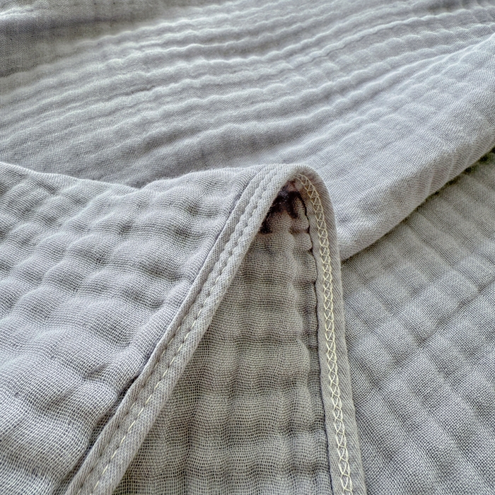 91家纺网 家纺一手货源 找家纺 棠薇家纺 2025新款A类日韩无印风泡泡纱六层素色纯色盖毯毛巾被夏被皱皱毯婴幼毯浴巾 泡泡纱雾蓝