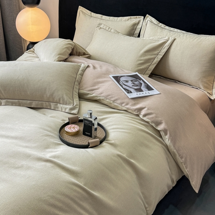 91家纺网 家纺一手货源 找家纺 昊翔 2025下半年新款全棉纯棉加厚磨毛四件套 邦尼-咖