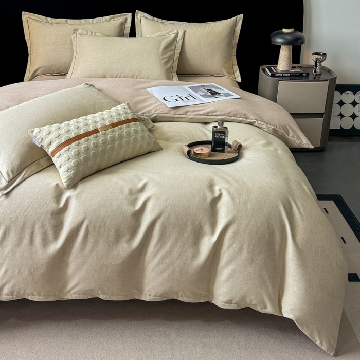 91家纺网 家纺一手货源 找家纺 昊翔 2025下半年新款全棉纯棉加厚磨毛四件套 邦尼-咖