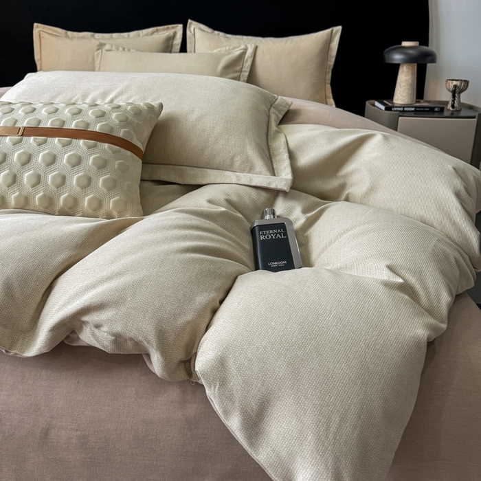 91家纺网 家纺一手货源 找家纺 昊翔 2025下半年新款全棉纯棉加厚磨毛四件套 邦尼-咖