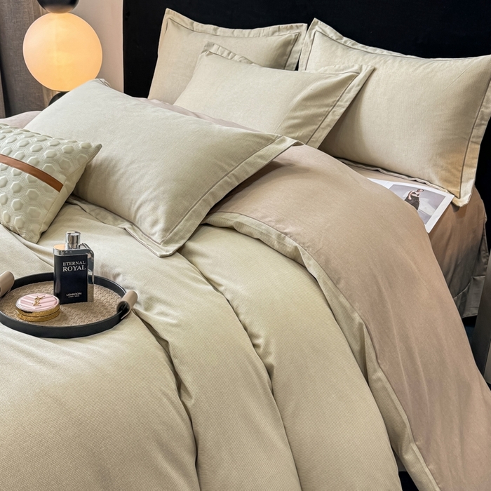 91家纺网 家纺一手货源 找家纺 昊翔 2025下半年新款全棉纯棉加厚磨毛四件套 邦尼-咖