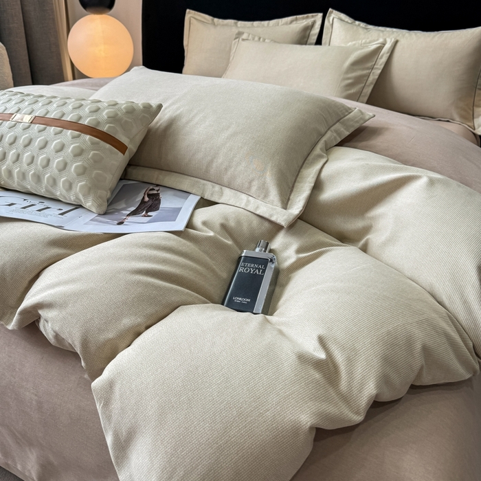 91家纺网 家纺一手货源 找家纺 昊翔 2025下半年新款全棉纯棉加厚磨毛四件套 邦尼-咖