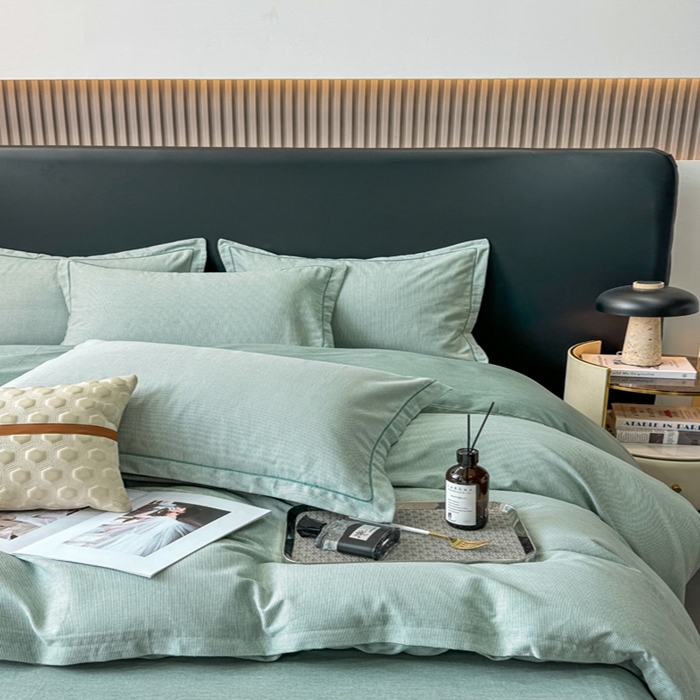 91家纺网 家纺一手货源 找家纺 总翔2025新款全棉纯棉加厚磨毛四件套  邦尼-绿