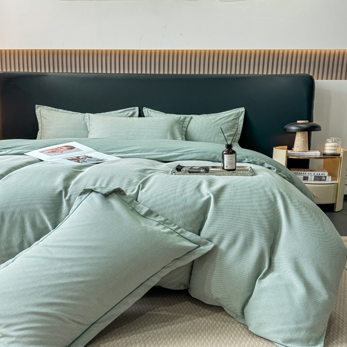 91家纺网 家纺一手货源 找家纺 总翔2025新款全棉纯棉加厚磨毛四件套  邦尼-绿