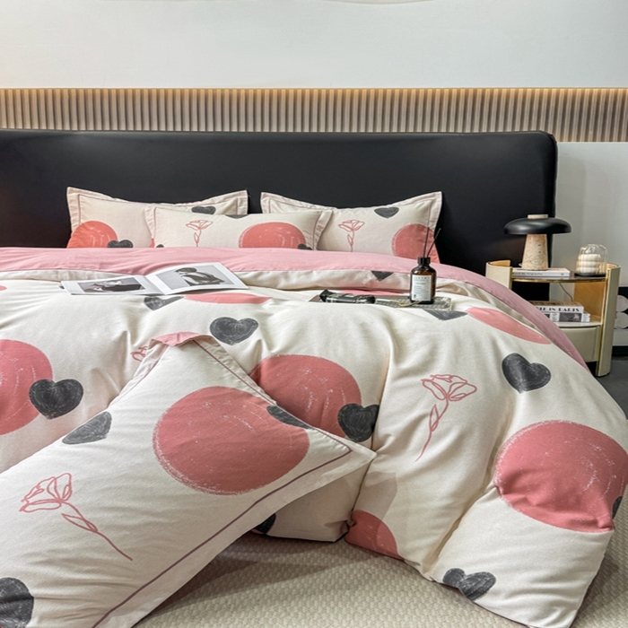 91家纺网 家纺一手货源 找家纺 昊翔 2025下半年新款全棉纯棉加厚磨毛四件套 晨光-粉