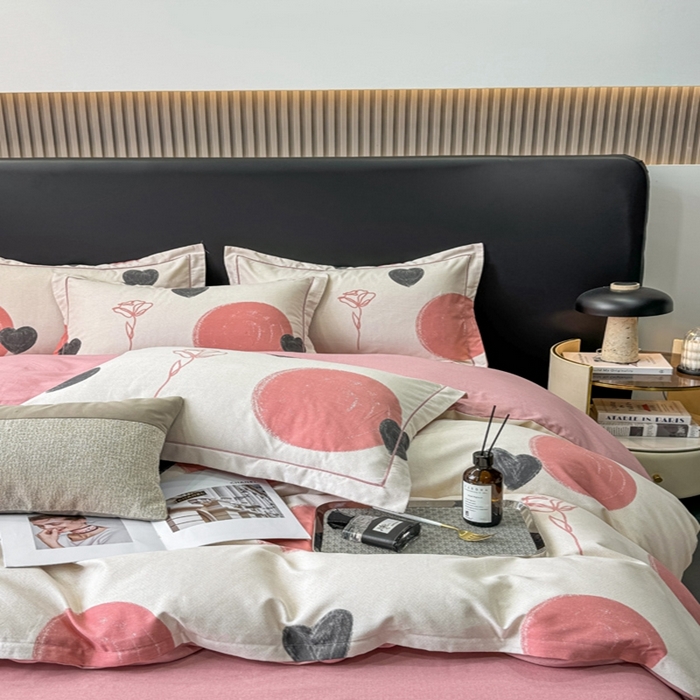 91家纺网 家纺一手货源 找家纺 昊翔 2025下半年新款全棉纯棉加厚磨毛四件套 晨光-粉