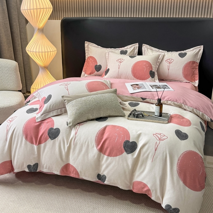 91家纺网 家纺一手货源 找家纺 昊翔 2025下半年新款全棉纯棉加厚磨毛四件套 晨光-粉