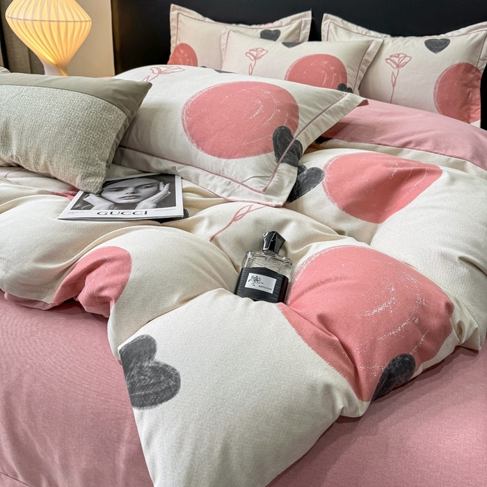 91家纺网 家纺一手货源 找家纺 昊翔 2025下半年新款全棉纯棉加厚磨毛四件套 晨光-粉