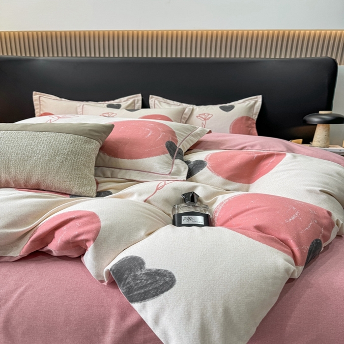 91家纺网 家纺一手货源 找家纺 昊翔 2025下半年新款全棉纯棉加厚磨毛四件套 晨光-粉