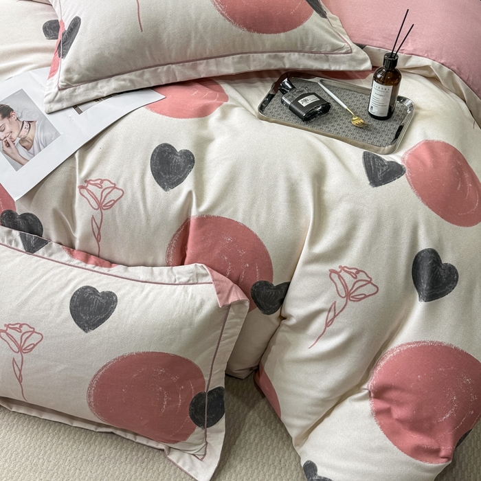 91家纺网 家纺一手货源 找家纺 昊翔 2025下半年新款全棉纯棉加厚磨毛四件套 晨光-粉