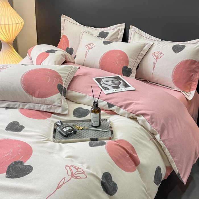 91家纺网 家纺一手货源 找家纺 昊翔 2025下半年新款全棉纯棉加厚磨毛四件套 晨光-粉