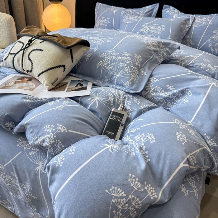 91家纺网 家纺一手货源 找家纺 昊翔 2025下半年新款全棉纯棉加厚磨毛四件套 晨暮间-灰