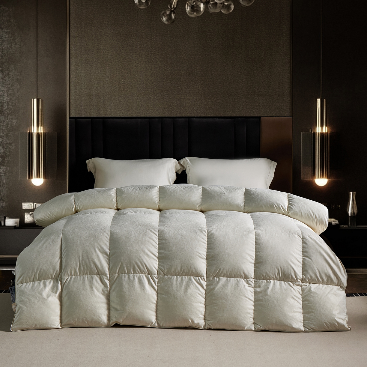 91家纺网 家纺一手货源 找家纺 御眠纺羽绒被壳 2025新款高精密全棉提花高端羽绒被壳羽绒被 白色