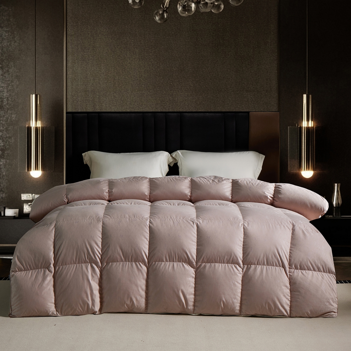 91家纺网 家纺一手货源 找家纺 御眠纺羽绒被壳 2025新款高精密全棉提花高端羽绒被壳羽绒被 粉色