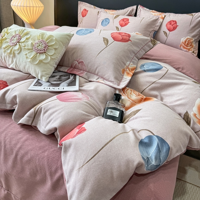 91家纺网 家纺一手货源 找家纺 昊翔 2025下半年新款全棉纯棉加厚磨毛四件套 富安-咖