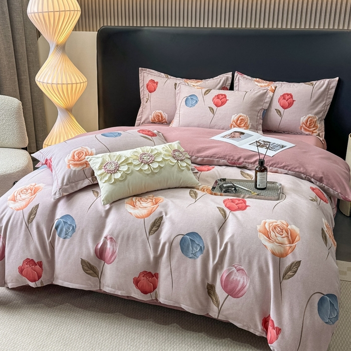 91家纺网 家纺一手货源 找家纺 昊翔 2025下半年新款全棉纯棉加厚磨毛四件套 富安-咖