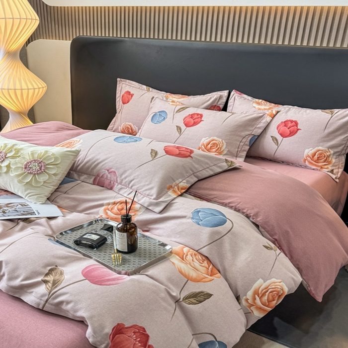 91家纺网 家纺一手货源 找家纺 昊翔 2025下半年新款全棉纯棉加厚磨毛四件套 富安-咖