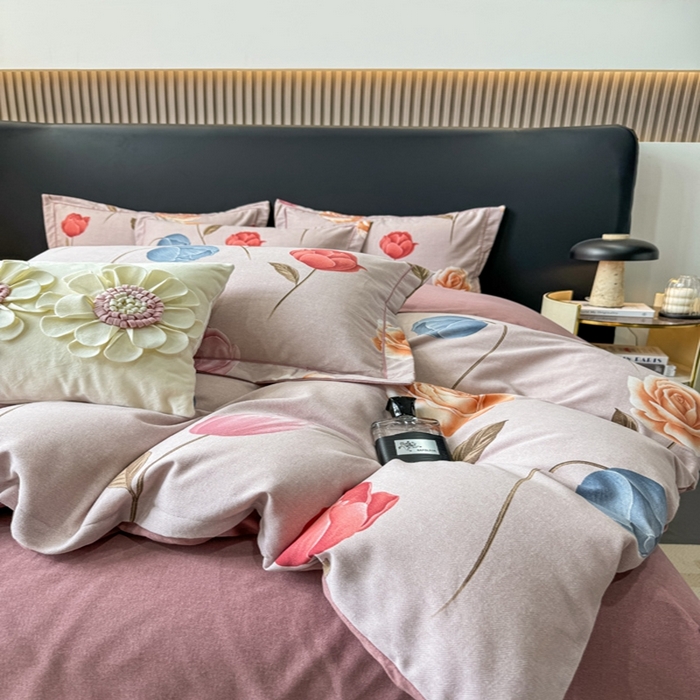 91家纺网 家纺一手货源 找家纺 昊翔 2025下半年新款全棉纯棉加厚磨毛四件套 富安-咖