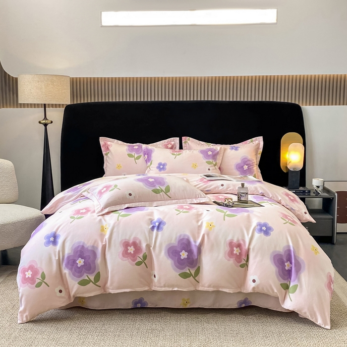 昊翔 2025下半年新款全棉纯棉加厚磨毛四件套后花园-粉