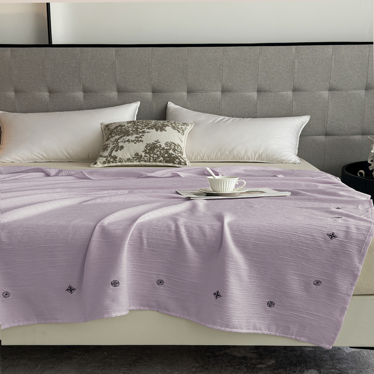 乐嘉盈 2025新款双层纱布毯 香芋紫