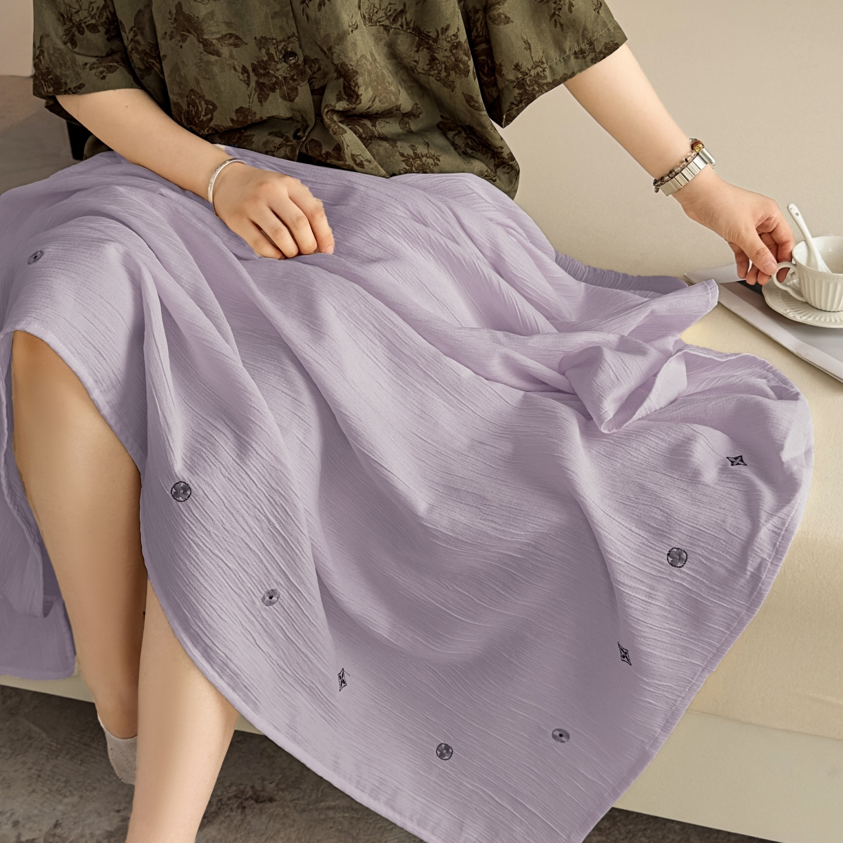 91家纺网 家纺一手货源 找家纺 乐嘉盈 2025新款双层纱布毯 香芋紫