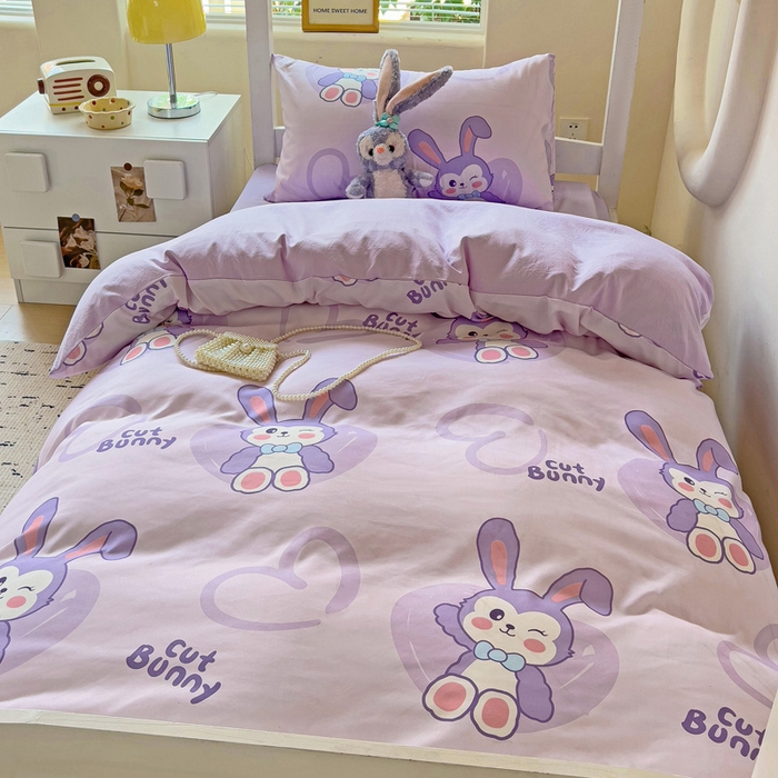 91家纺网 家纺一手货源 找家纺 海岛哥哥 2025新款云朵水洗棉学生床宿舍上下铺三件套 戴菲