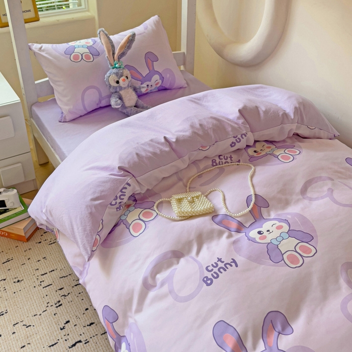 91家纺网 家纺一手货源 找家纺 海岛哥哥 2025新款云朵水洗棉学生床宿舍上下铺三件套 戴菲