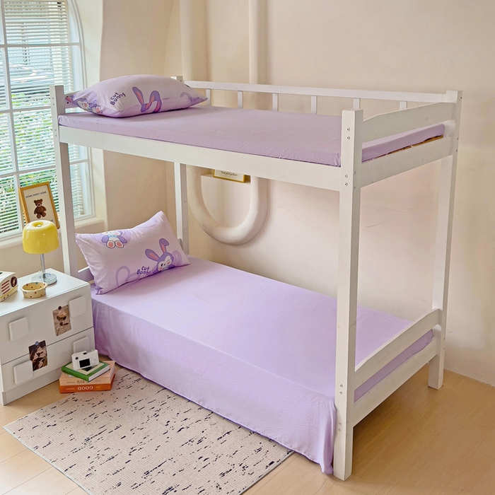 91家纺网 家纺一手货源 找家纺 海岛哥哥 2025新款云朵水洗棉学生床宿舍上下铺三件套 戴菲