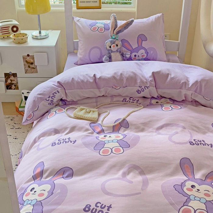 91家纺网 家纺一手货源 找家纺 海岛哥哥 2025新款云朵水洗棉学生床宿舍上下铺三件套 戴菲