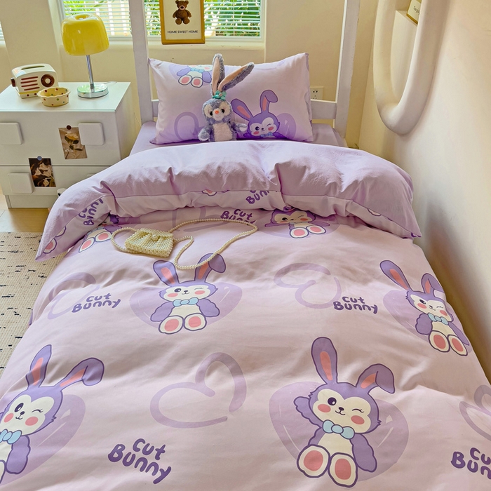 91家纺网 家纺一手货源 找家纺 海岛哥哥 2025新款云朵水洗棉学生床宿舍上下铺三件套 戴菲