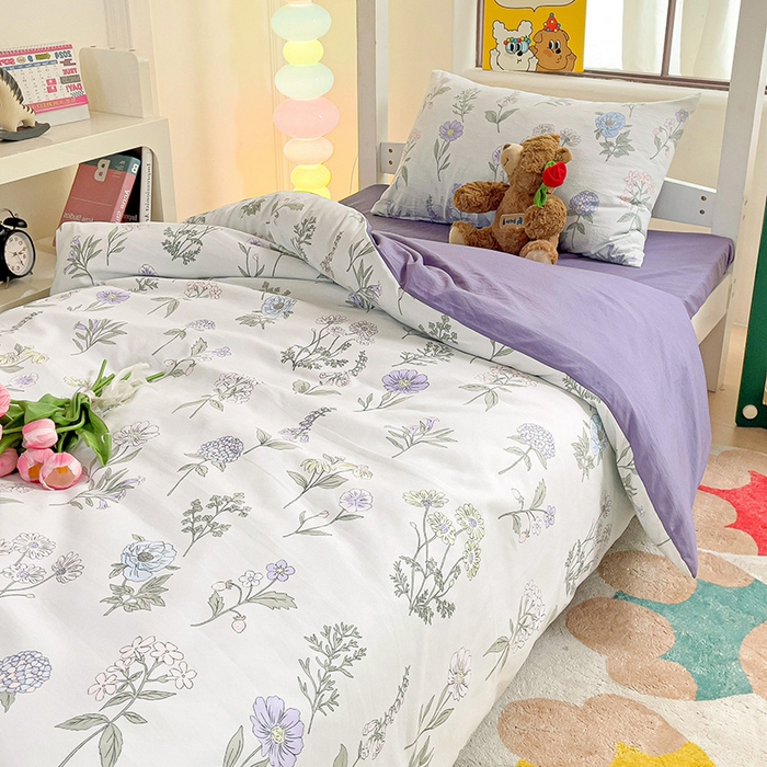 91家纺网 家纺一手货源 找家纺 海岛哥哥 2025新款云朵水洗棉学生床宿舍上下铺三件套 繁华相见