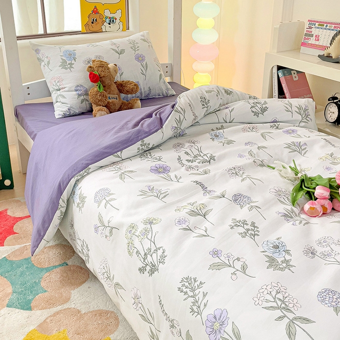 91家纺网 家纺一手货源 找家纺 海岛哥哥 2025新款云朵水洗棉学生床宿舍上下铺三件套 繁华相见