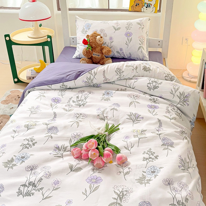 91家纺网 家纺一手货源 找家纺 海岛哥哥 2025新款云朵水洗棉学生床宿舍上下铺三件套 繁华相见