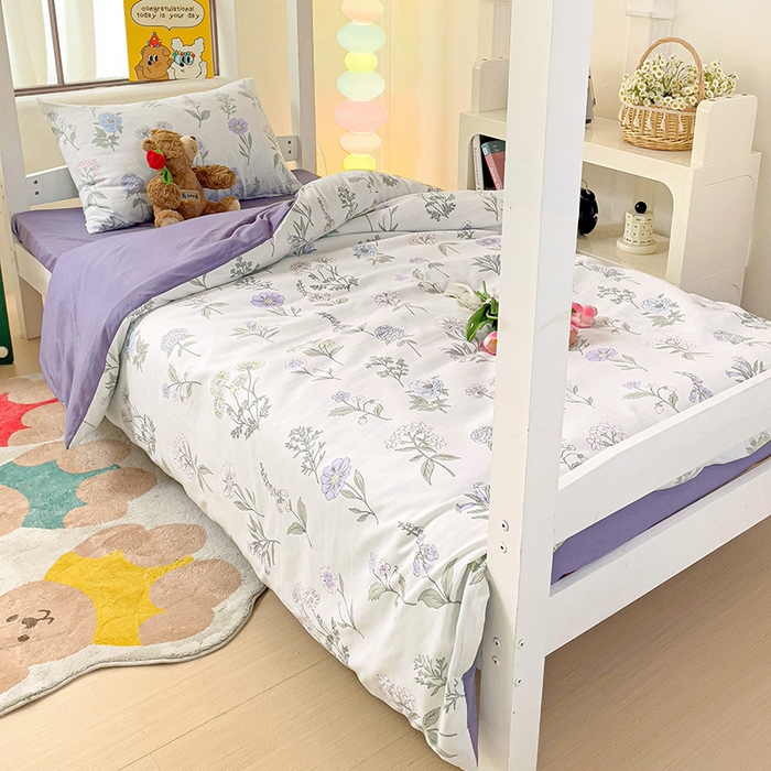 91家纺网 家纺一手货源 找家纺 海岛哥哥 2025新款云朵水洗棉学生床宿舍上下铺三件套 繁华相见