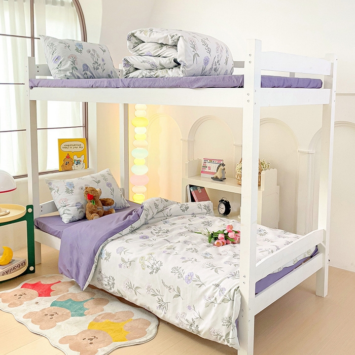 91家纺网 家纺一手货源 找家纺 海岛哥哥 2025新款云朵水洗棉学生床宿舍上下铺三件套 繁华相见