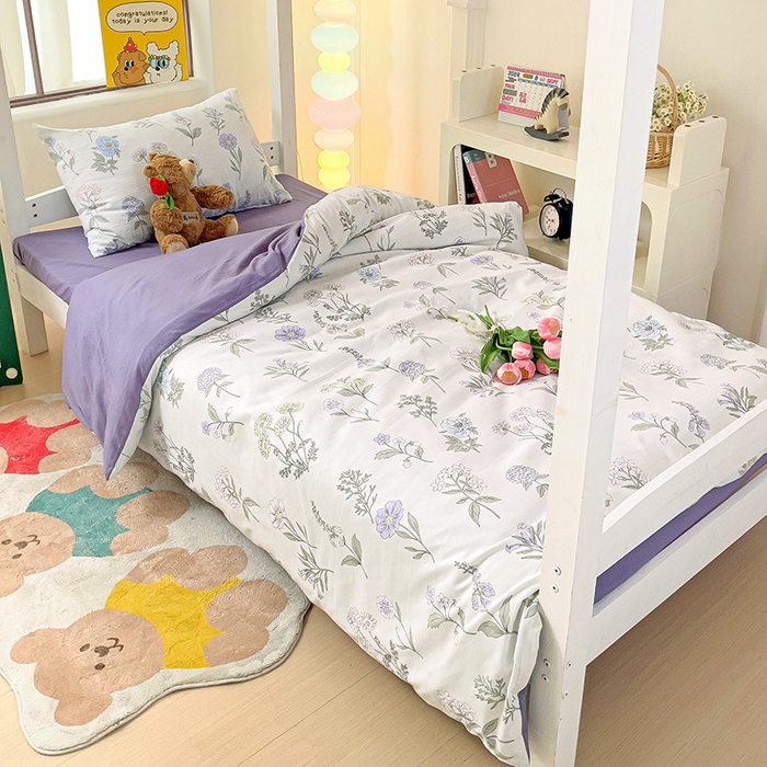 91家纺网 家纺一手货源 找家纺 海岛哥哥 2025新款云朵水洗棉学生床宿舍上下铺三件套 繁华相见