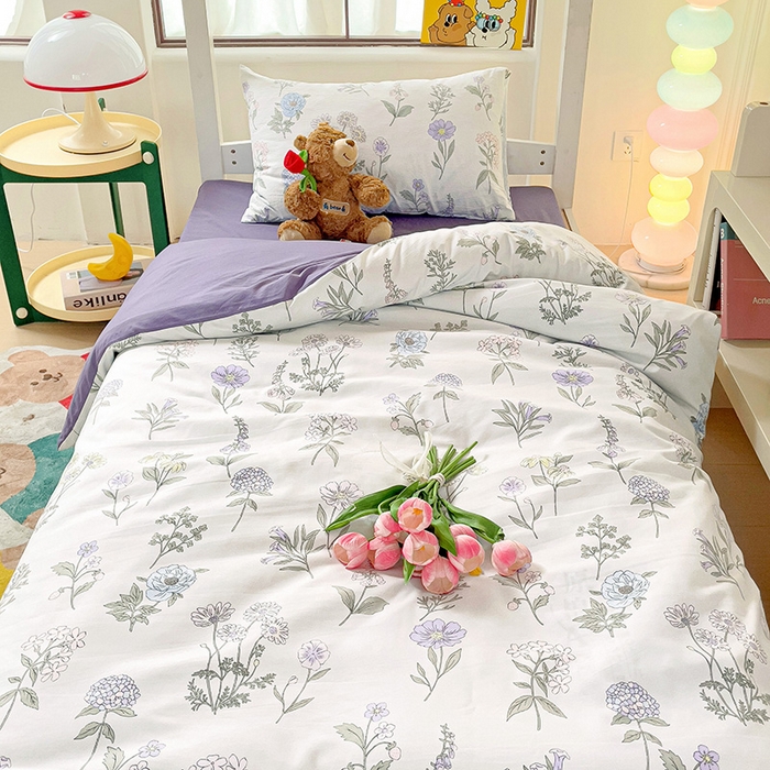 91家纺网 家纺一手货源 找家纺 海岛哥哥 2025新款云朵水洗棉学生床宿舍上下铺三件套 繁华相见