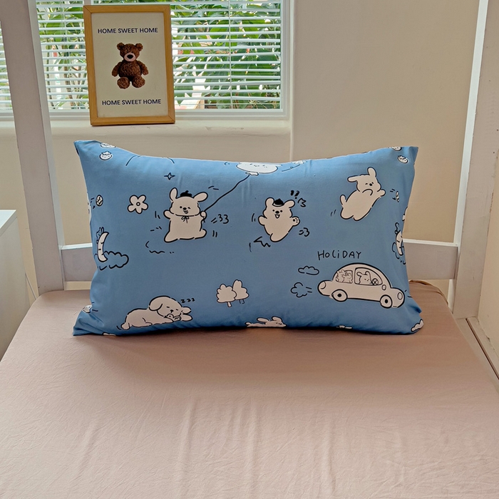 91家纺网 家纺一手货源 找家纺 海岛哥哥 2025新款云朵水洗棉学生床宿舍上下铺三件套 狗狗乐园