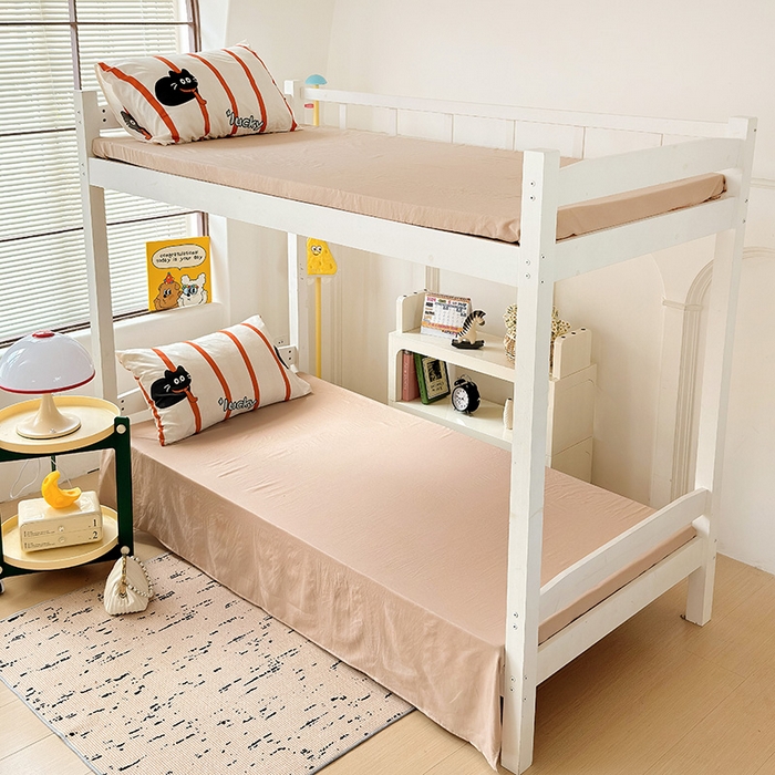 91家纺网 家纺一手货源 找家纺 海岛哥哥 2025新款云朵水洗棉学生床宿舍上下铺三件套 好运猫