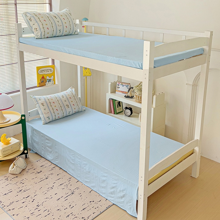 91家纺网 家纺一手货源 找家纺 海岛哥哥 2025新款云朵水洗棉学生床宿舍上下铺三件套 浪漫之约