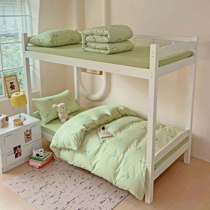 海岛哥哥 2025新款云朵水洗棉学生床宿舍上下铺三件套 铃兰花