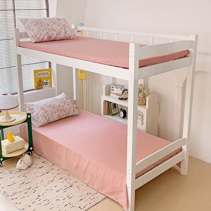 91家纺网 家纺一手货源 找家纺 海岛哥哥 2025新款云朵水洗棉学生床宿舍上下铺三件套 乖粉熊